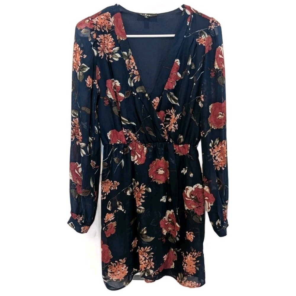 Lulus Floral Chiffon Mini‎ Dress Cottagecore Boho Fairy Grunge S Festival